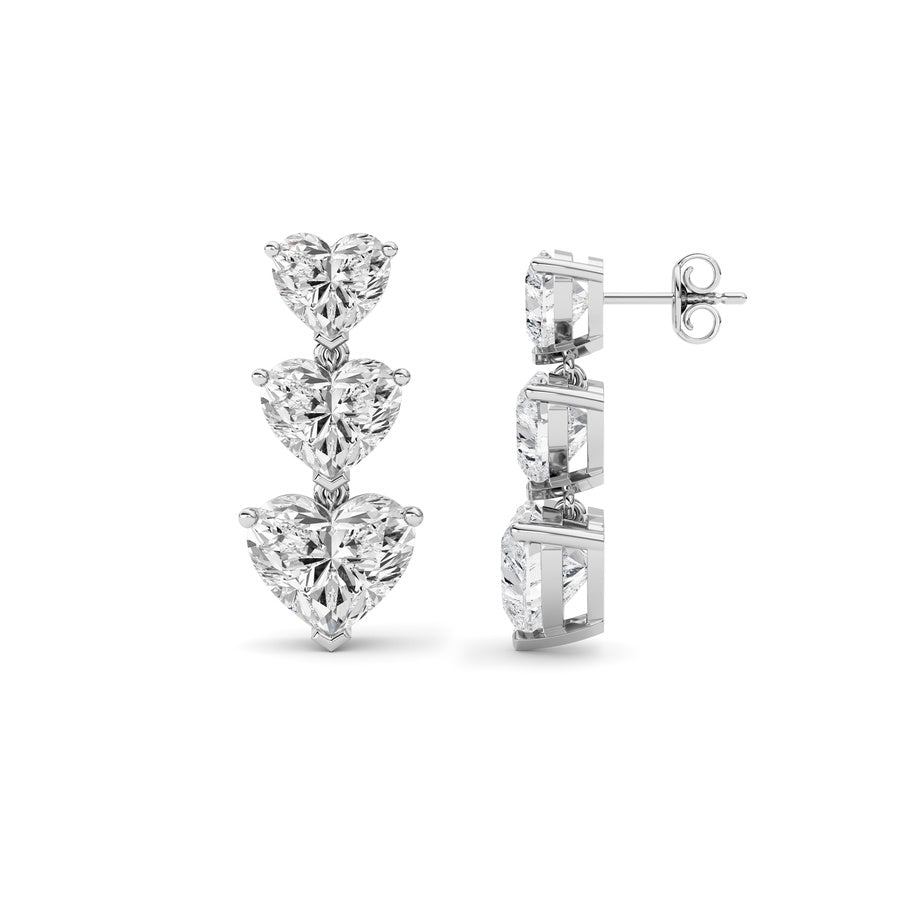 16Cttw Heart Shaped Lab Grown Diamond (F/VS ) Earrings in 14K Gold