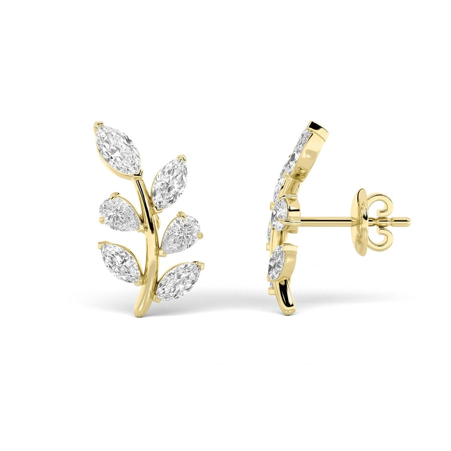 Marquise Shape Leaf Motif Fashion Earrings lab grown diamond
