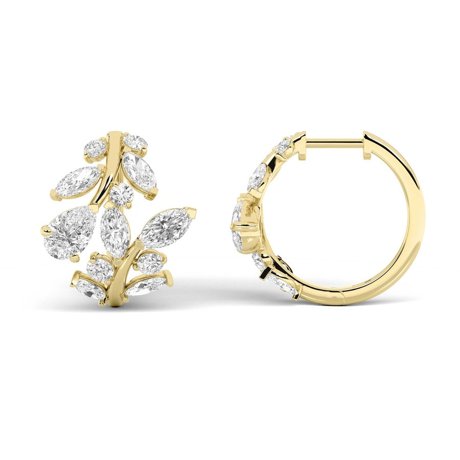 Pear Shape Leaf Motif Fashion Earrings lab grown diamond