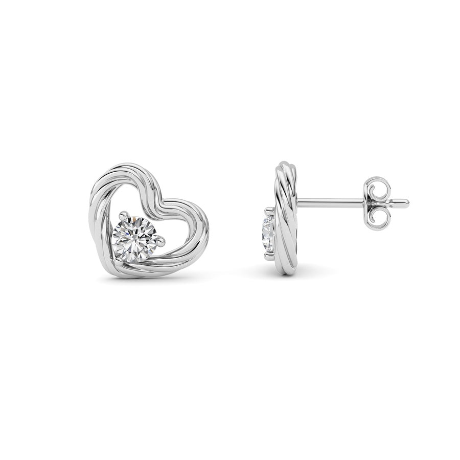 Round Shape Heart Earrings lab grown diamond