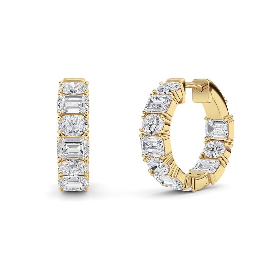 Emerald Shape Inside Out Hoop Earrings lab grown diamond