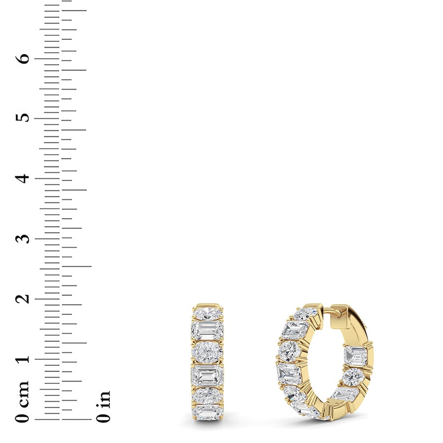 Emerald Shape Inside Out Hoop Earrings lab grown diamond