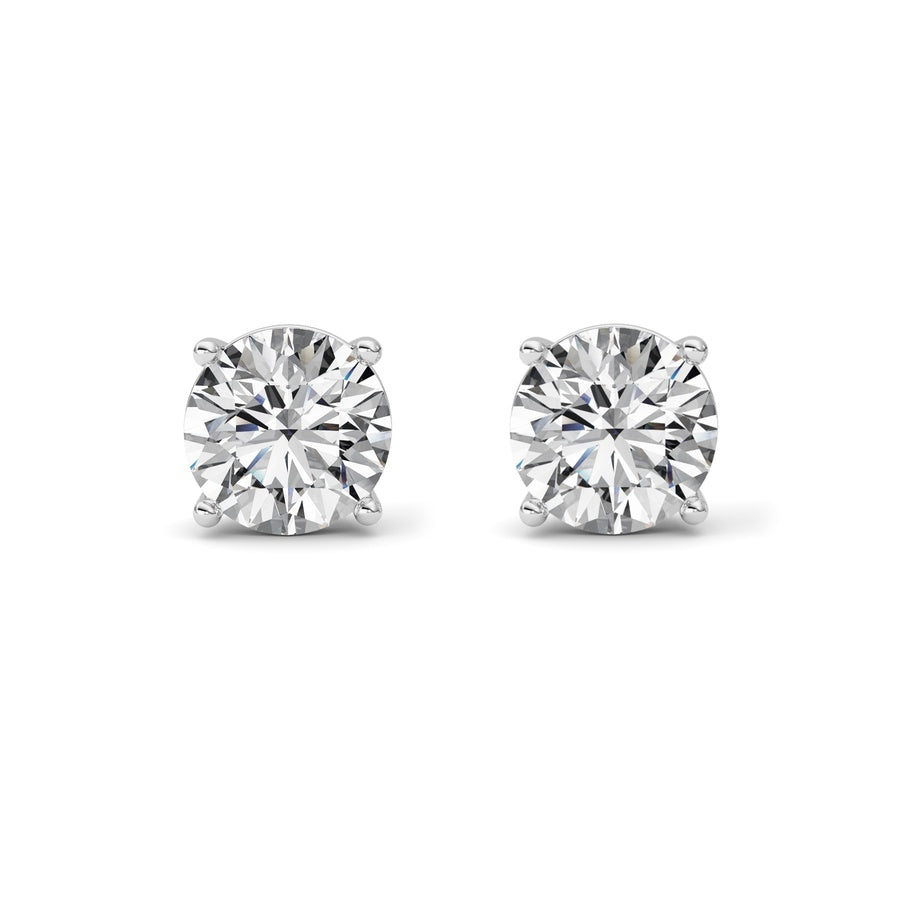 6Cttw Round Shaped Lab Grown Diamond (F/VS) Stud Earrings in 14K White Gold