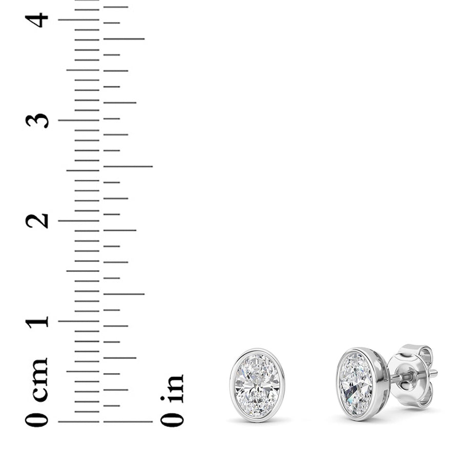 Oval Shape Bezel Set Stud Earrings lab grown diamond