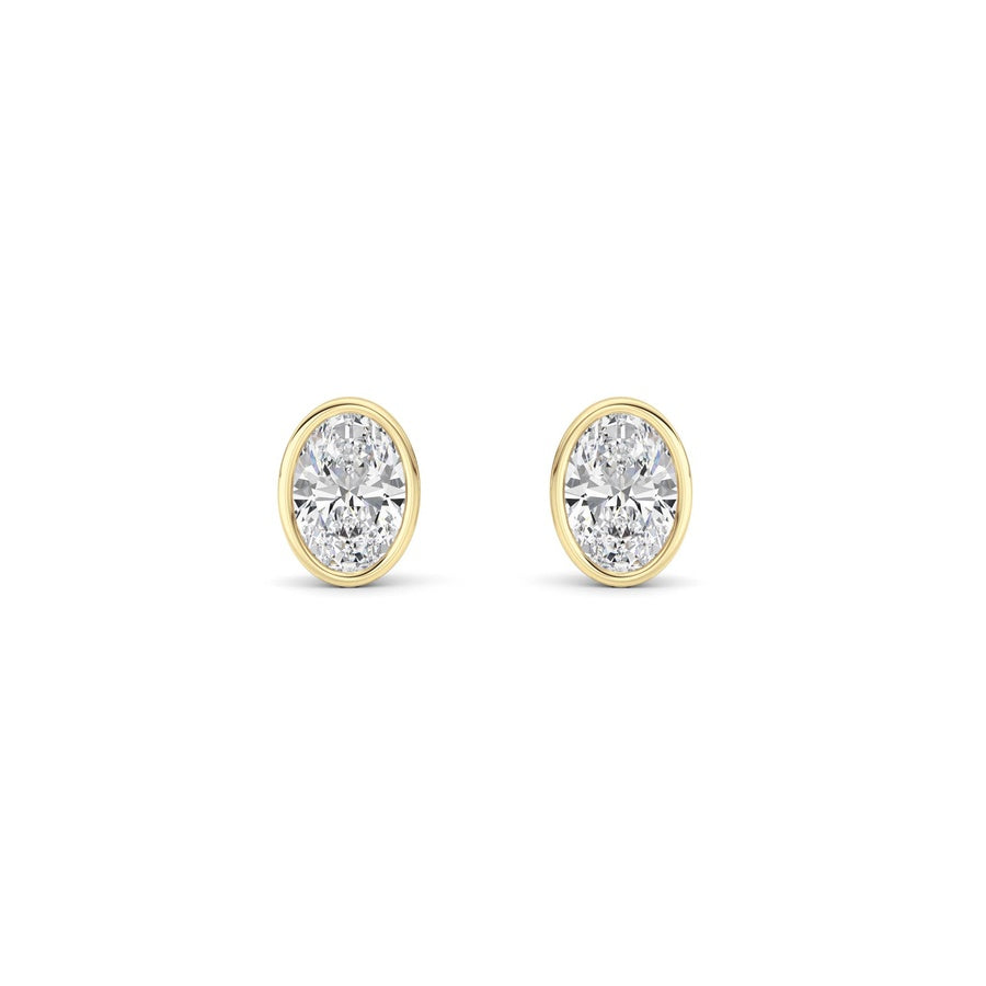 Oval Shape Bezel Set Stud Earrings lab grown diamond