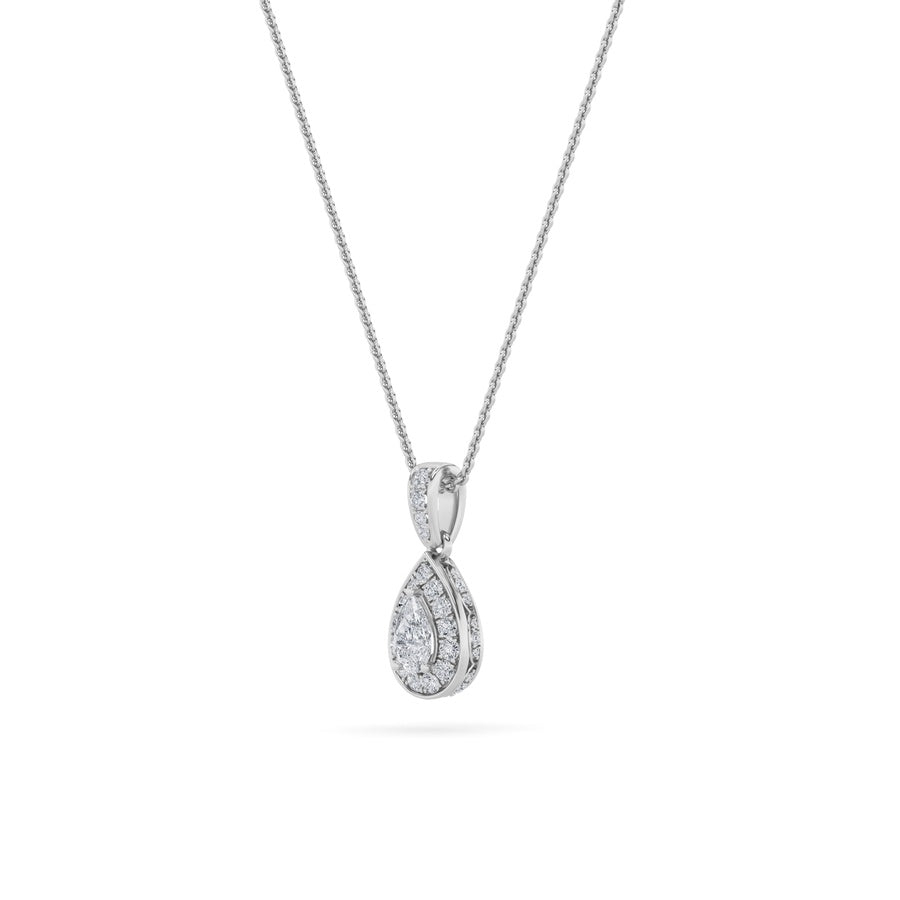 Pear Shape Halo Pendant lab grown diamond
