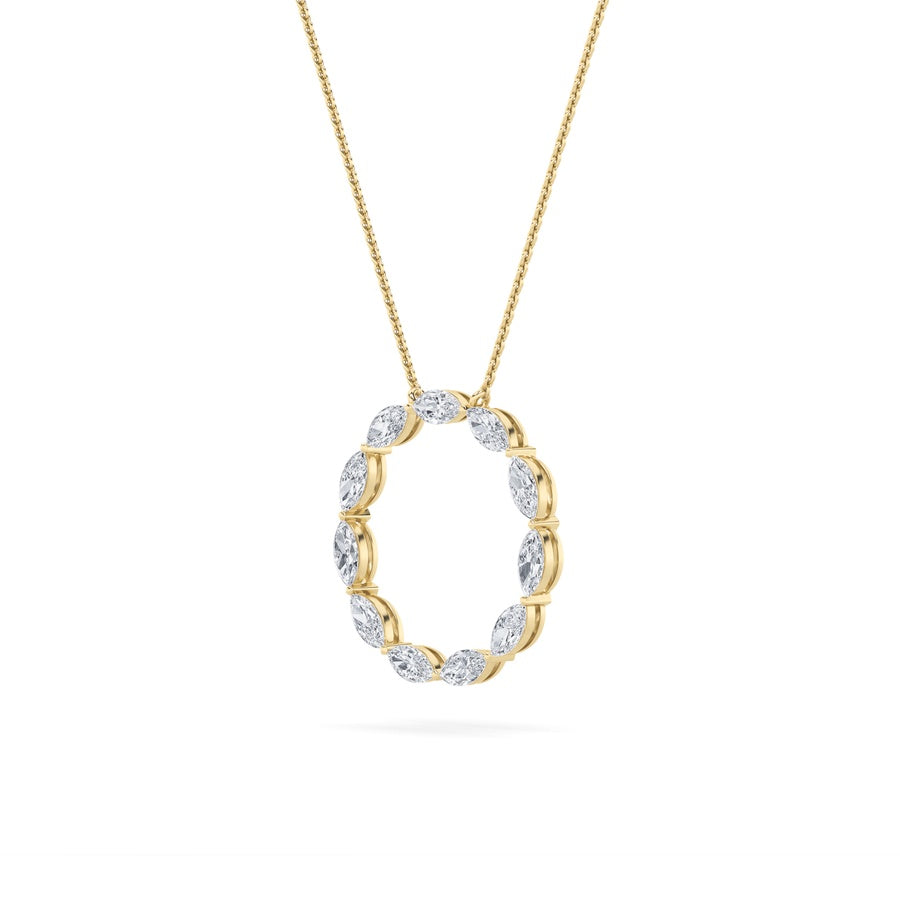 2Cttw Marquise Shaped Lab Grown Diamond (F/VS) Circle Necklace in 14K Gold
