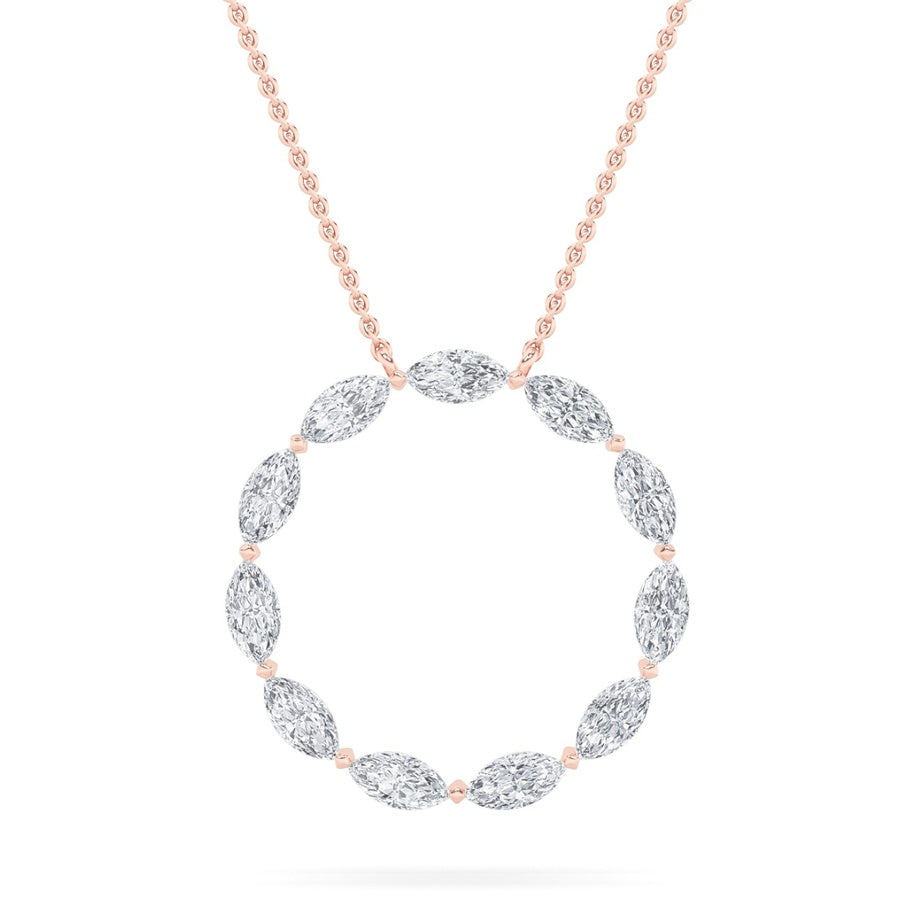 Marquise Shape Circle Necklace lab grown diamond