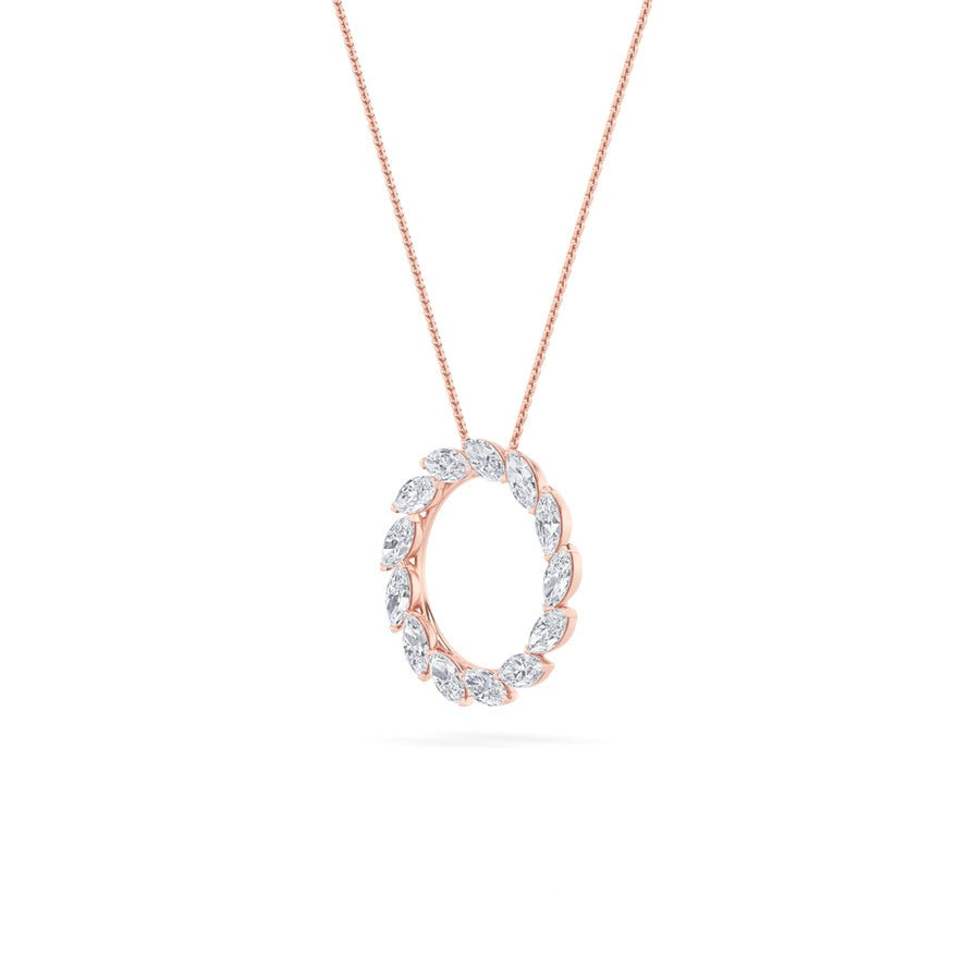 2Cttw Marquise Shaped Lab Grown Diamond (F/VS) Circle Necklace in 14K Gold