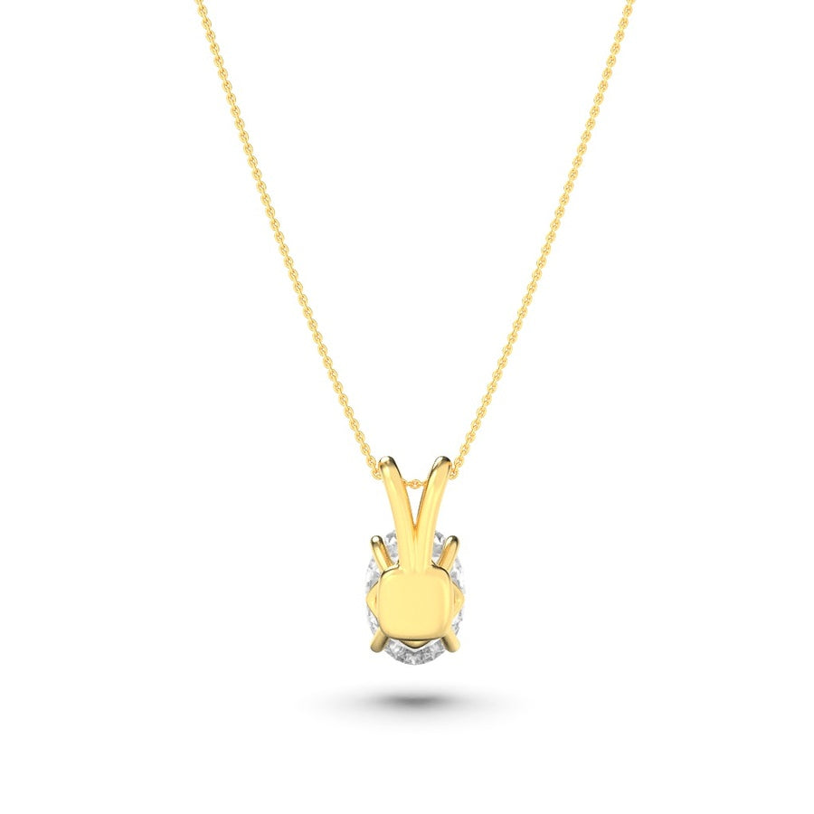 3Cttw Oval Shaped Lab Grown Diamond (F/VS) Split Bale Solitaire Pendant in 14K Gold