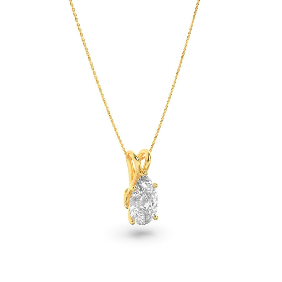 3Cttw Pear Shaped Lab Grown Diamond (F/VS) Split Bale Solitaire Pendant in 14K Gold