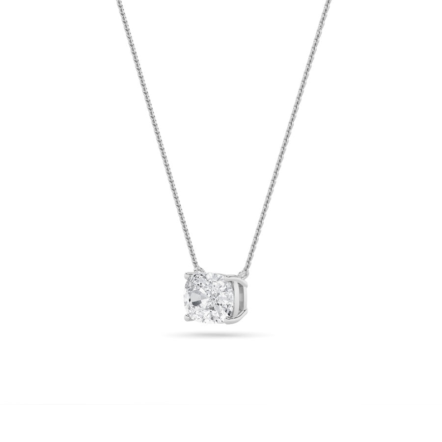 Cushion Shape East West Solitaire Necklace lab grown diamond