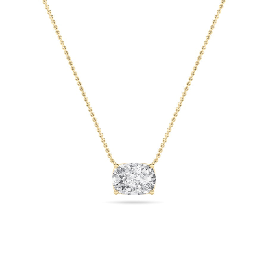 Cushion Shape East West Solitaire Necklace lab grown diamond