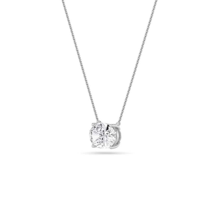 Oval Shape East West Solitaire Necklace lab grown diamond