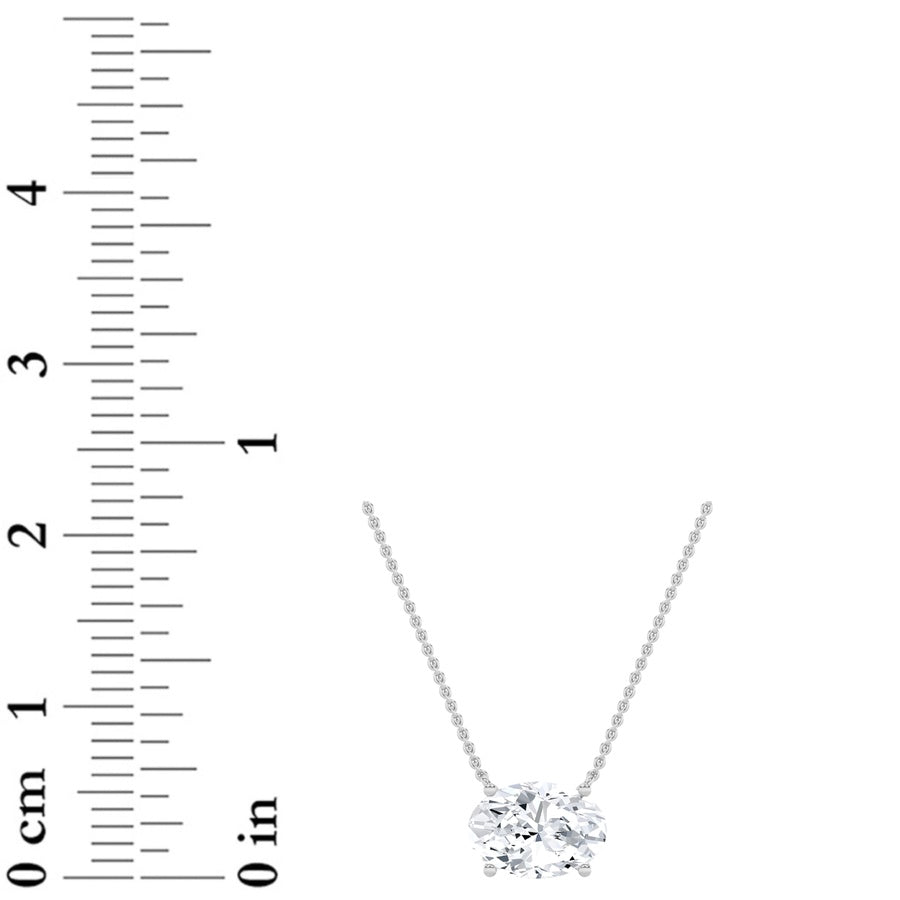Oval Shape East West Solitaire Necklace lab grown diamond