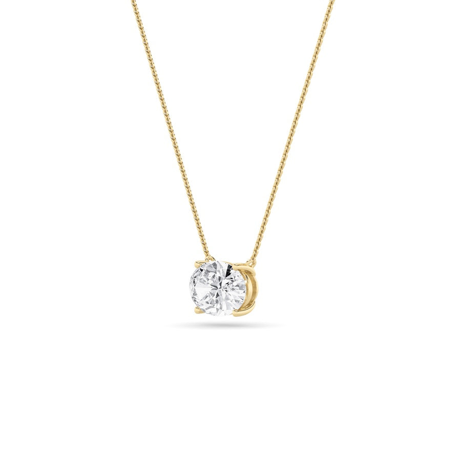 2Cttw Oval Shaped Lab Grown Diamond (F/VS) East West Solitaire Necklace in 14K Gold