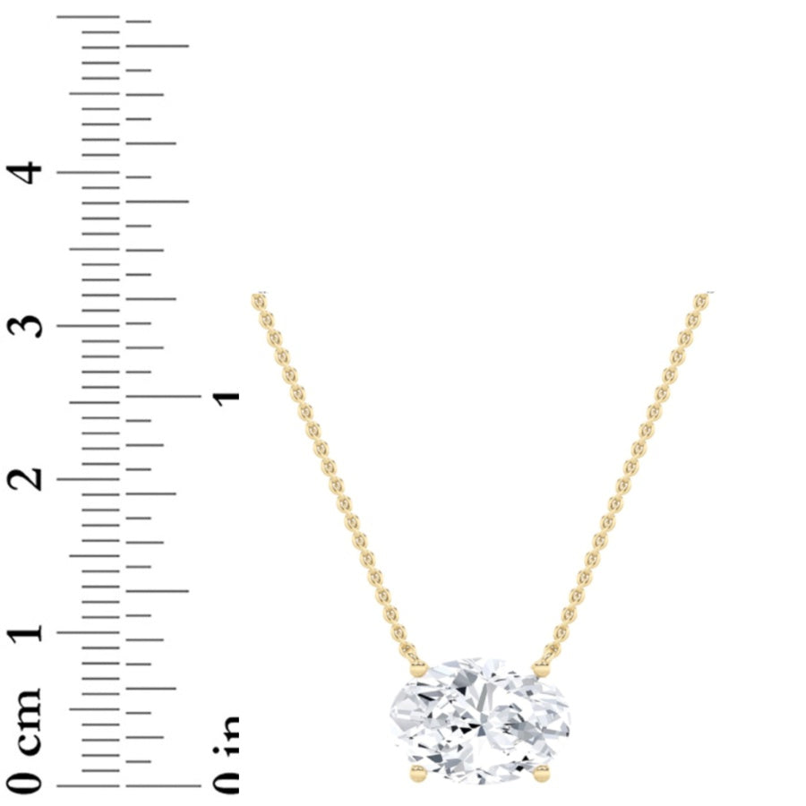Oval Shape East West Solitaire Necklace lab grown diamond