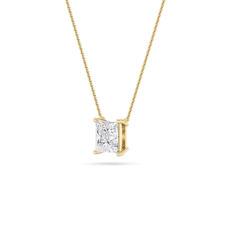 Princess Shape Solitaire Necklace lab grown diamond