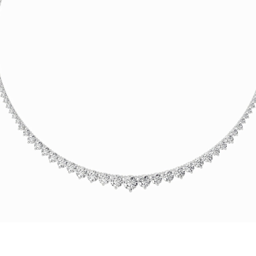 15Cttw Round Shaped Lab Grown Diamond (F/VS) ThreeProng Graduating Necklace in 14K Gold