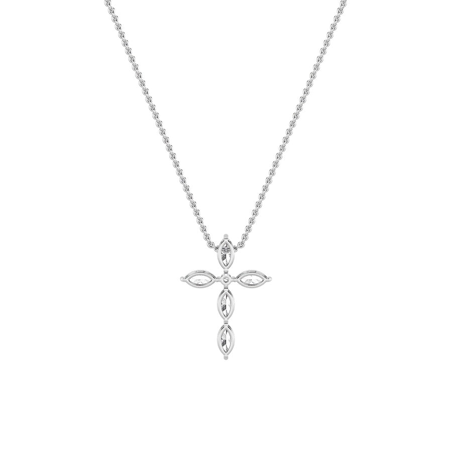2Cttw Marquise Shaped Lab Grown Diamond (F/VS) Cross Pendant in 14K Gold