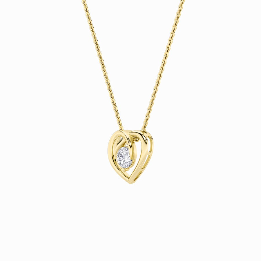 1Cttw Round Shaped Lab Grown Diamond (F/VS) HeartShaped Pendant in 14K Gold