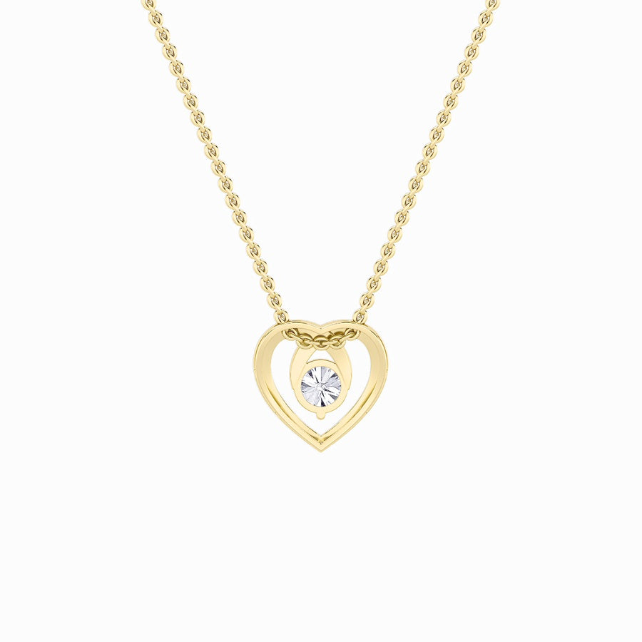 1Cttw Round Shaped Lab Grown Diamond (F/VS) HeartShaped Pendant in 14K Gold