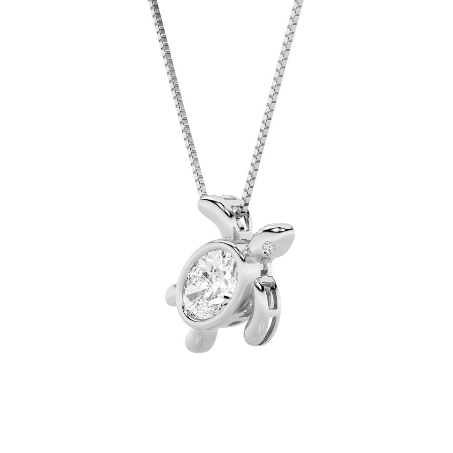 1.5Cttw Oval Shaped Lab Grown Diamond (F/VS) BezelSet Turtle Pendant in 14K Gold