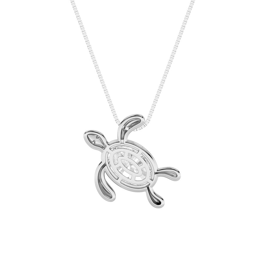1.5Cttw Oval Shaped Lab Grown Diamond (F/VS) BezelSet Turtle Pendant in 14K Gold
