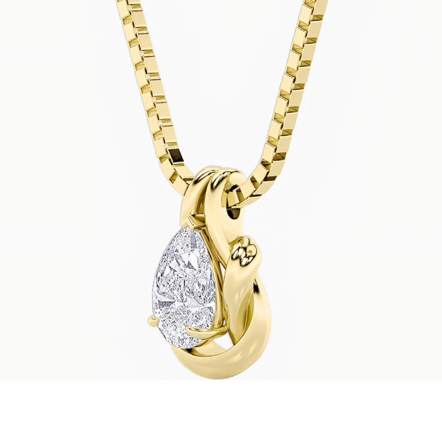 2Cttw Pear Shaped Lab Grown Diamond (F/VS) Knot Pendant in 14K Gold