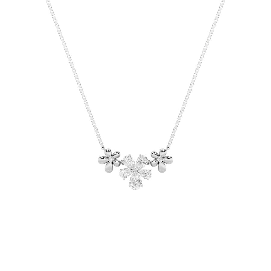 Pear Shape Fancy Flower Necklace lab grown diamond