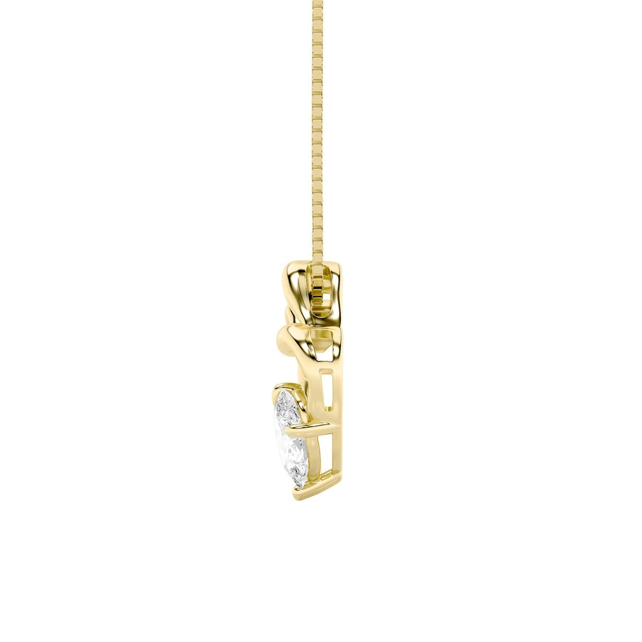 3Cttw Pear Shaped Lab Grown Diamond (F/VS) Mother& Child Heart Shaped Pendant in 14K Gold