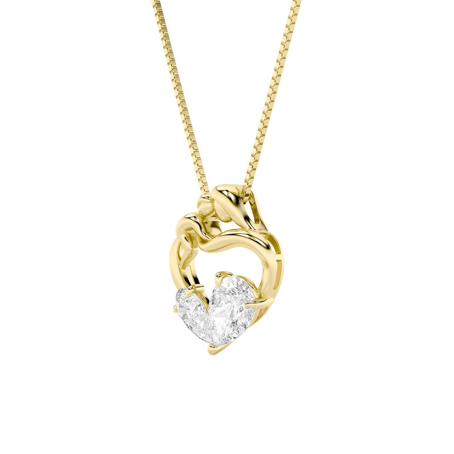 3Cttw Pear Shaped Lab Grown Diamond (F/VS) Mother& Child Heart Shaped Pendant in 14K Gold