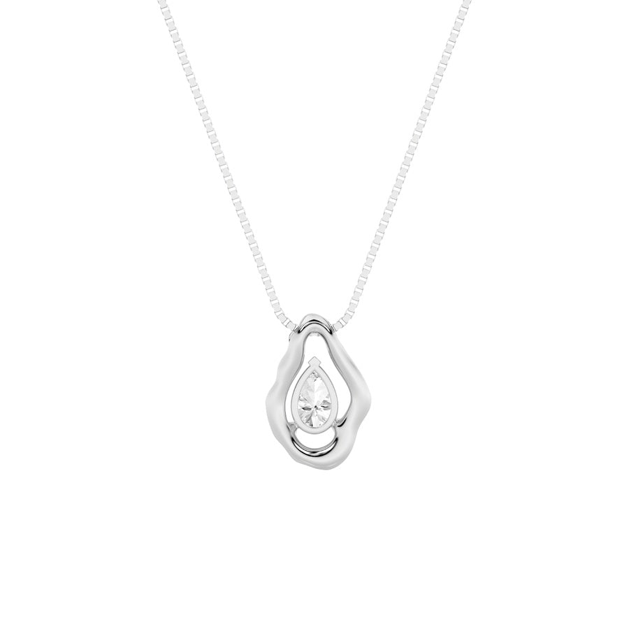 1Cttw Pear Shaped Lab Grown Diamond (F/VS) OrganicDesign Solitaire Pendant in 14K Gold