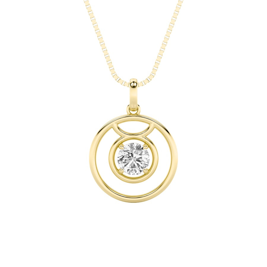 1Cttw Round Shaped Lab Grown Diamond (F/VS) ZodiacPendant in 14K Gold