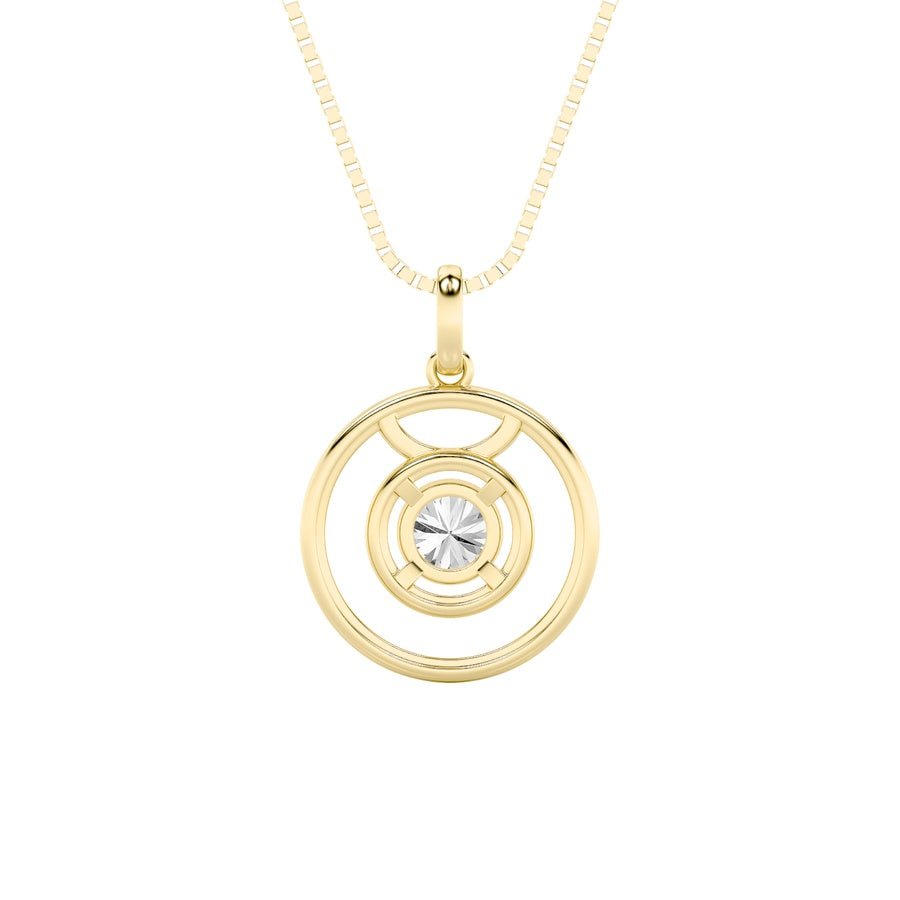 1Cttw Round Shaped Lab Grown Diamond (F/VS) ZodiacPendant in 14K Gold
