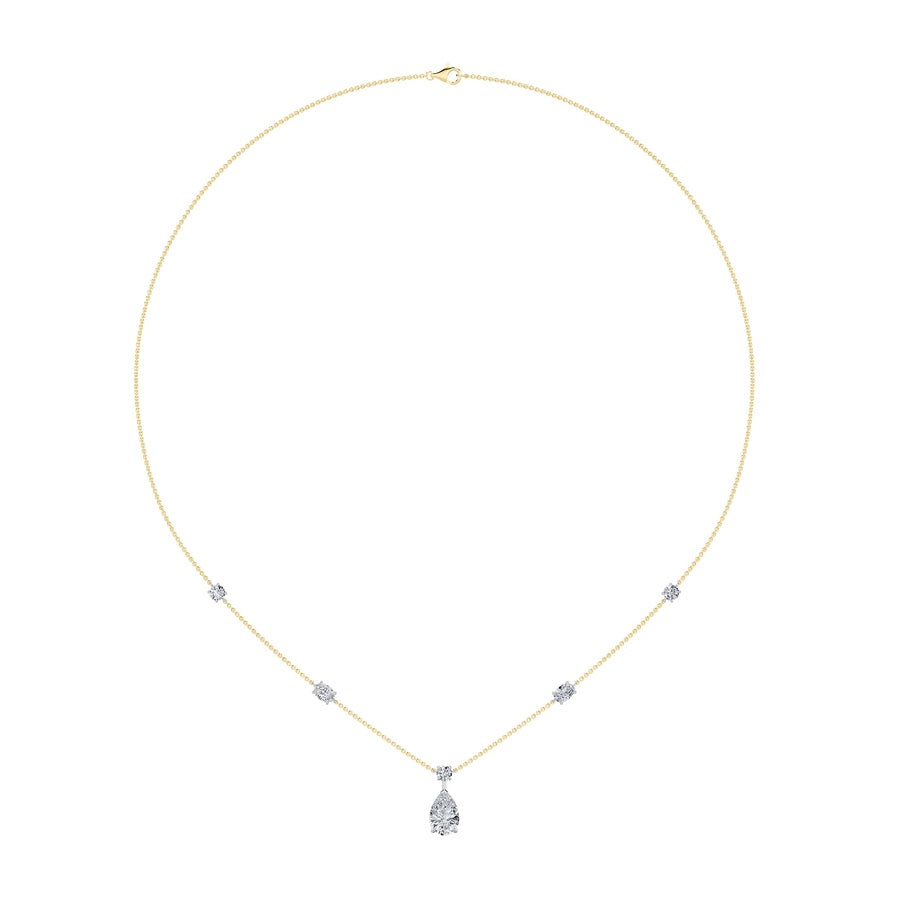 3Cttw Pear Shaped Lab Grown Diamond (F/VS) StrataChic Collection Necklace in 14K Gold