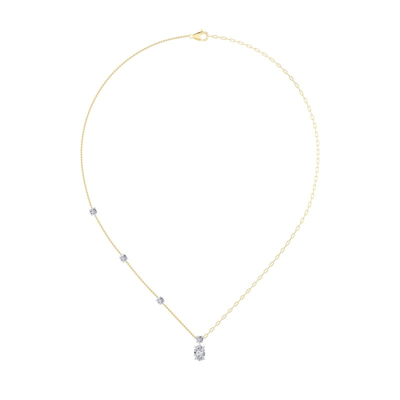 3.5CTW Oval Shaped Lab Grown Diamond (F/VS) Strata Chic Collection Necklace in 14K Gold