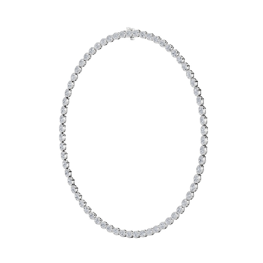 22.25Cttw Oval Shaped Lab Grown Diamond (F/VS) East West Bezel Set Necklace in 14K Gold