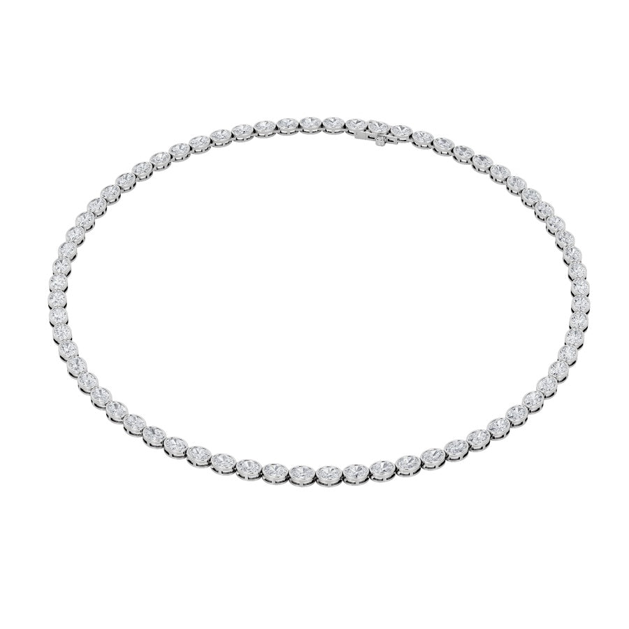 22.25Cttw Oval Shaped Lab Grown Diamond (F/VS) East West Bezel Set Necklace in 14K Gold