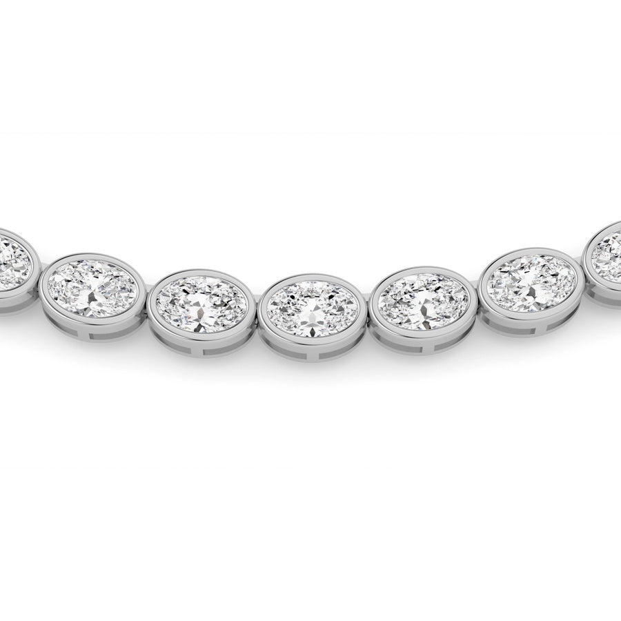 30Cttw Oval Lab Grown Diamond (F/VS ) Bezel Set Necklace in 14K Gold