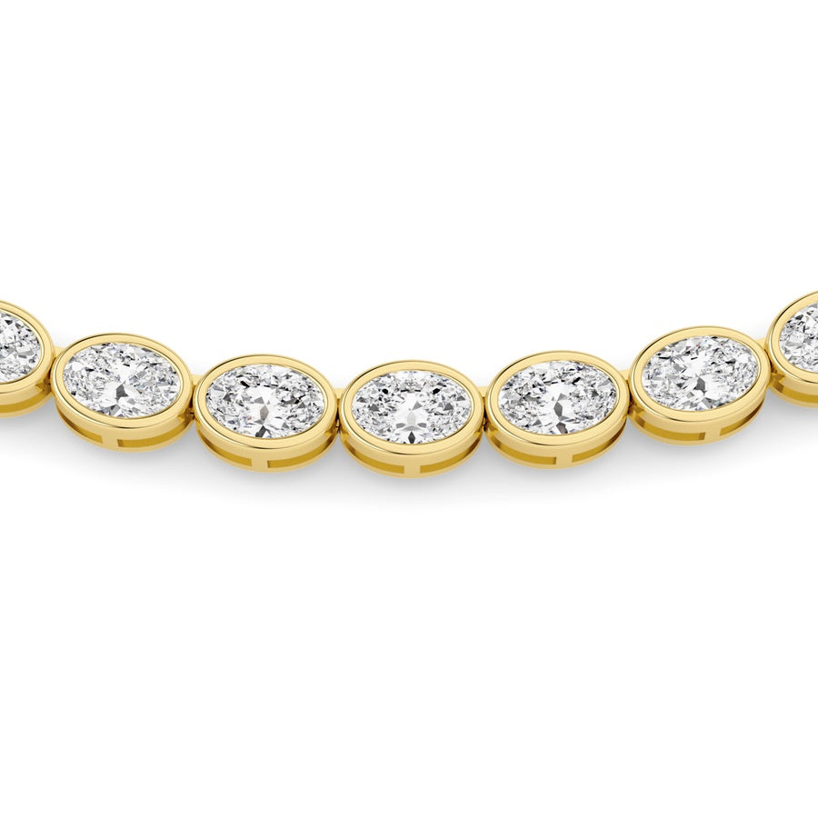 30Cttw Oval Lab Grown Diamond (F/VS ) Bezel Set Necklace in 14K Gold