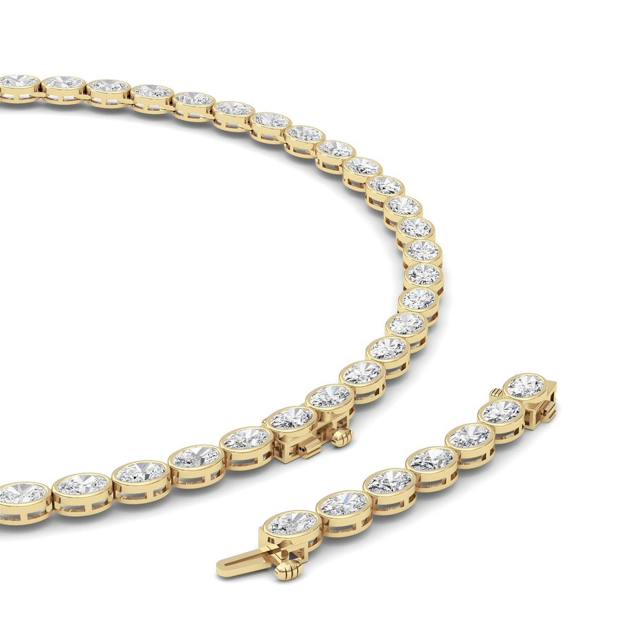 30Cttw Oval Lab Grown Diamond (F/VS ) Bezel Set Necklace in 14K Gold