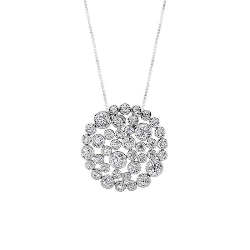 2CTW Round Shaped Lab Grown Diamond (F/VS) Bezel set Bubble Pendant in 14K Gold