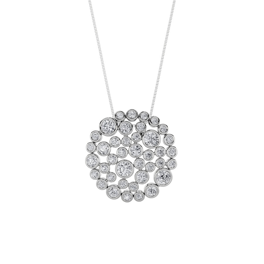 2Cttw Round Shaped Lab Grown Diamond (F/VS) Bezelset Bubble Pendant in 14K Gold