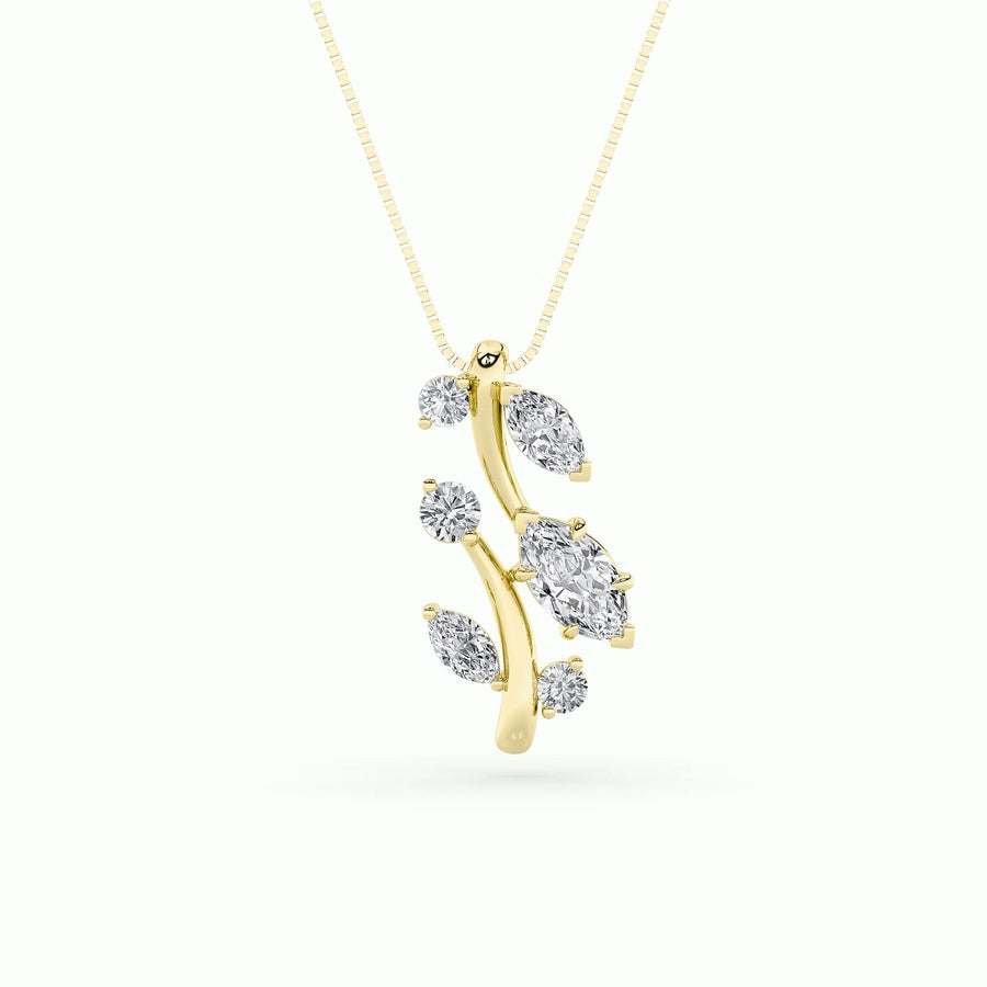 Marquise Shape Leaf Motif Fashion Pendant lab grown diamond