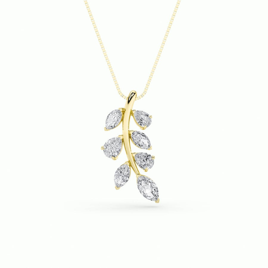 Marquise Shape Leaf Motif Fashion Pendant lab grown diamond