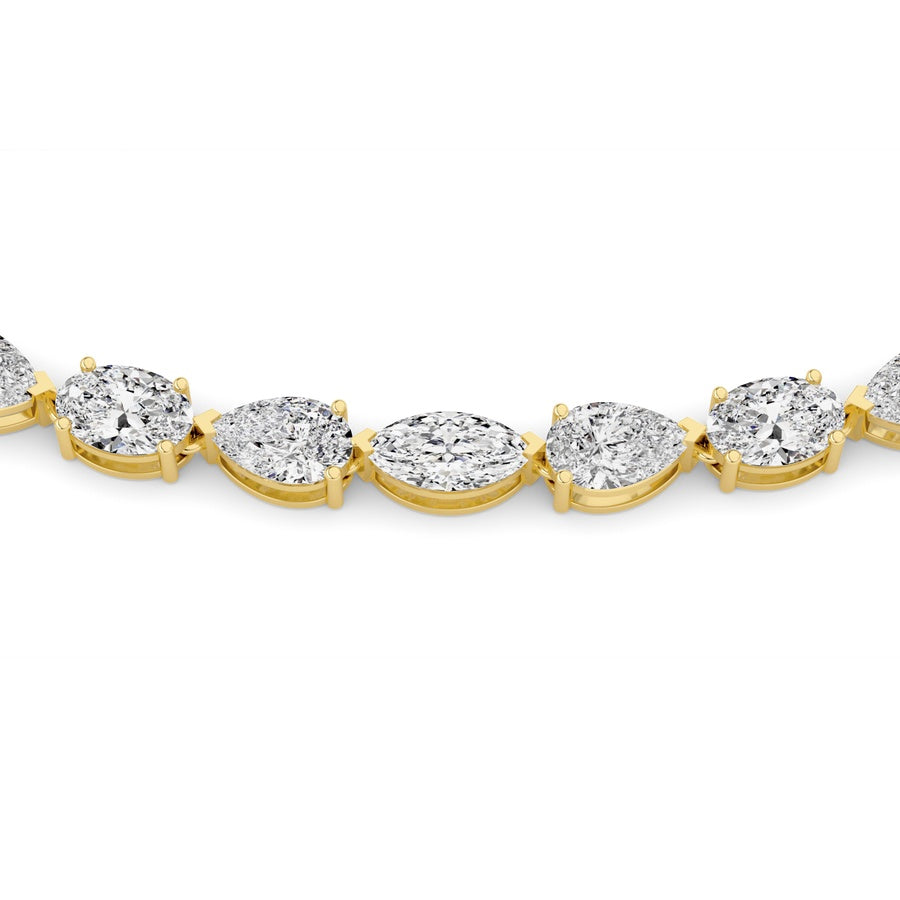 25Cttw Mix Shaped Lab Grown Diamond (F/VS ) TennisNecklace in 14K Gold