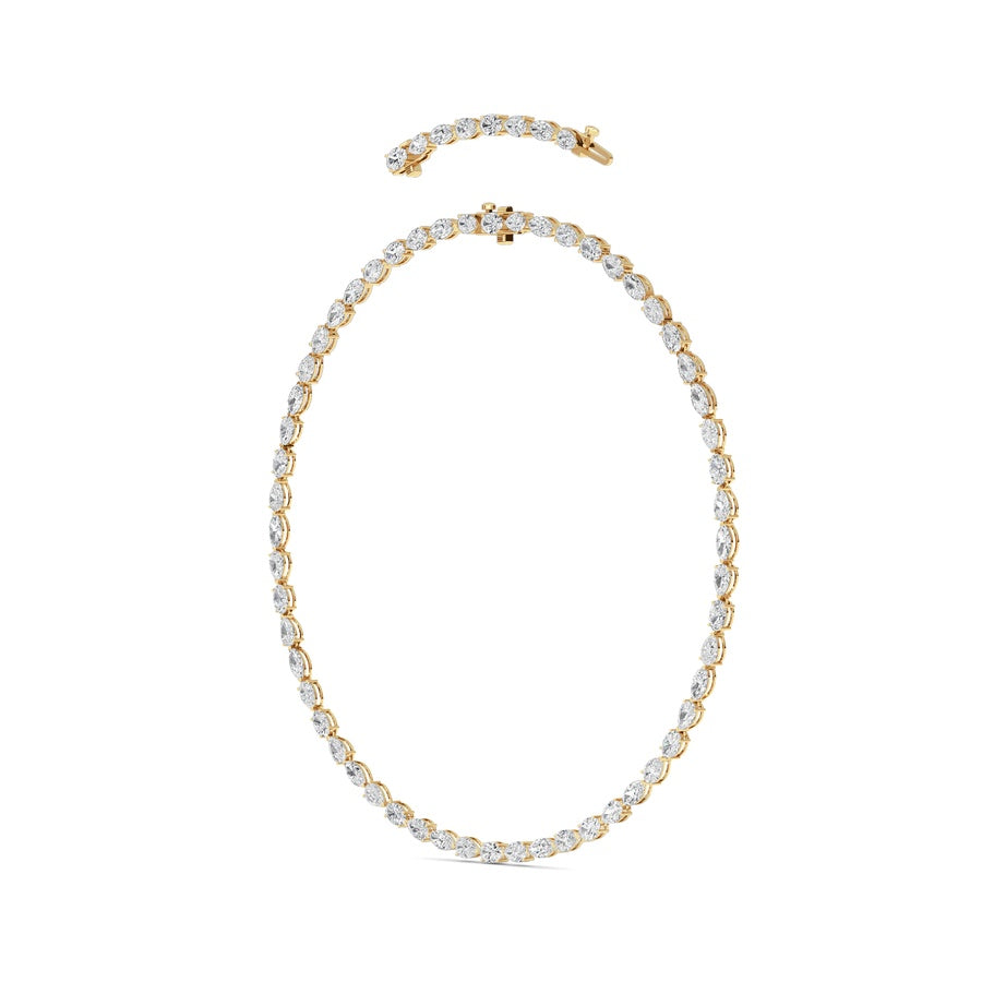 25Cttw Mix Shaped Lab Grown Diamond (F/VS ) TennisNecklace in 14K Gold