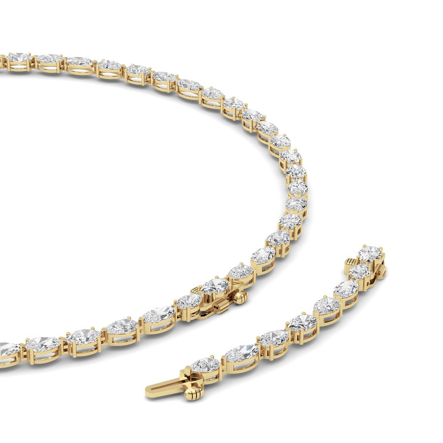 25Cttw Mix Shaped Lab Grown Diamond (F/VS ) TennisNecklace in 14K Gold