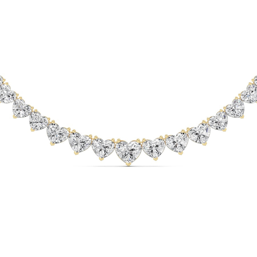 65Cttw Heart Shaped Lab Grown Diamond (F/VS ) Tennis Necklace in 14K Gold